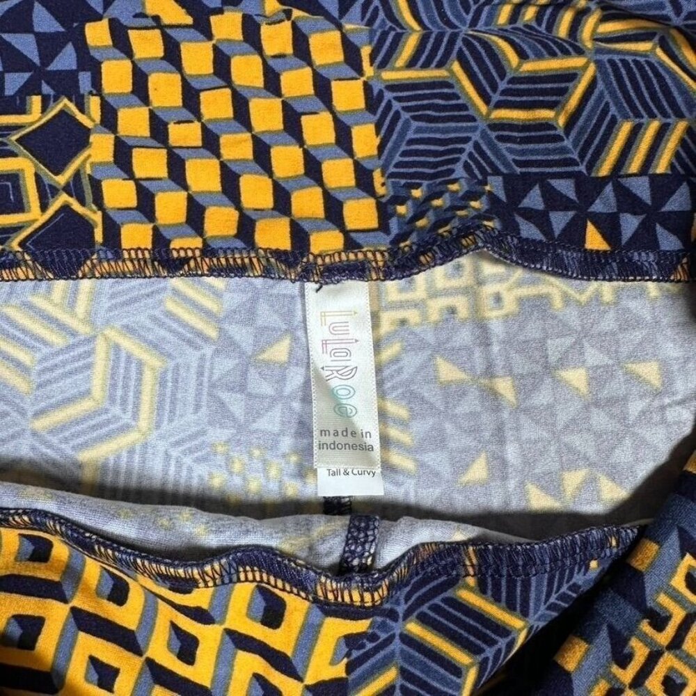 Lularoe Patchwork Scarecrow Geometric Blue Golden… - image 3